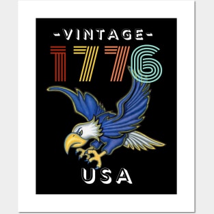 classic eagle flying with red white and blue colors Vintage 1776 USA Posters and Art